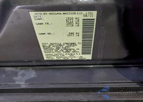 2015 Nissan Altima 2.5 z USA, uszkodzony, nr VIN 1N4AL3AP0FC489151